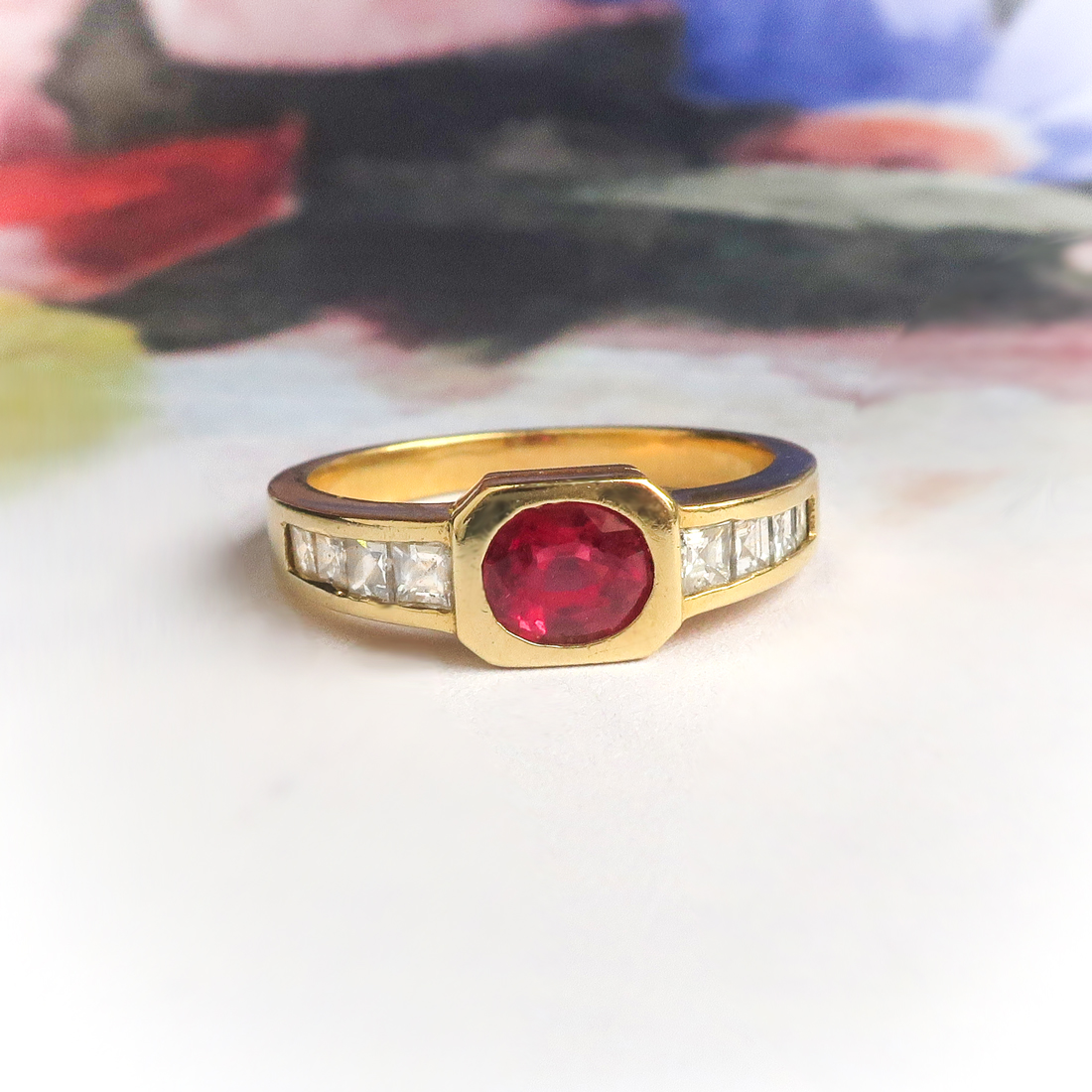 Vintage Ruby Diamond Ring Estate 1980's 1.07ct t.w. Natural Red Ruby