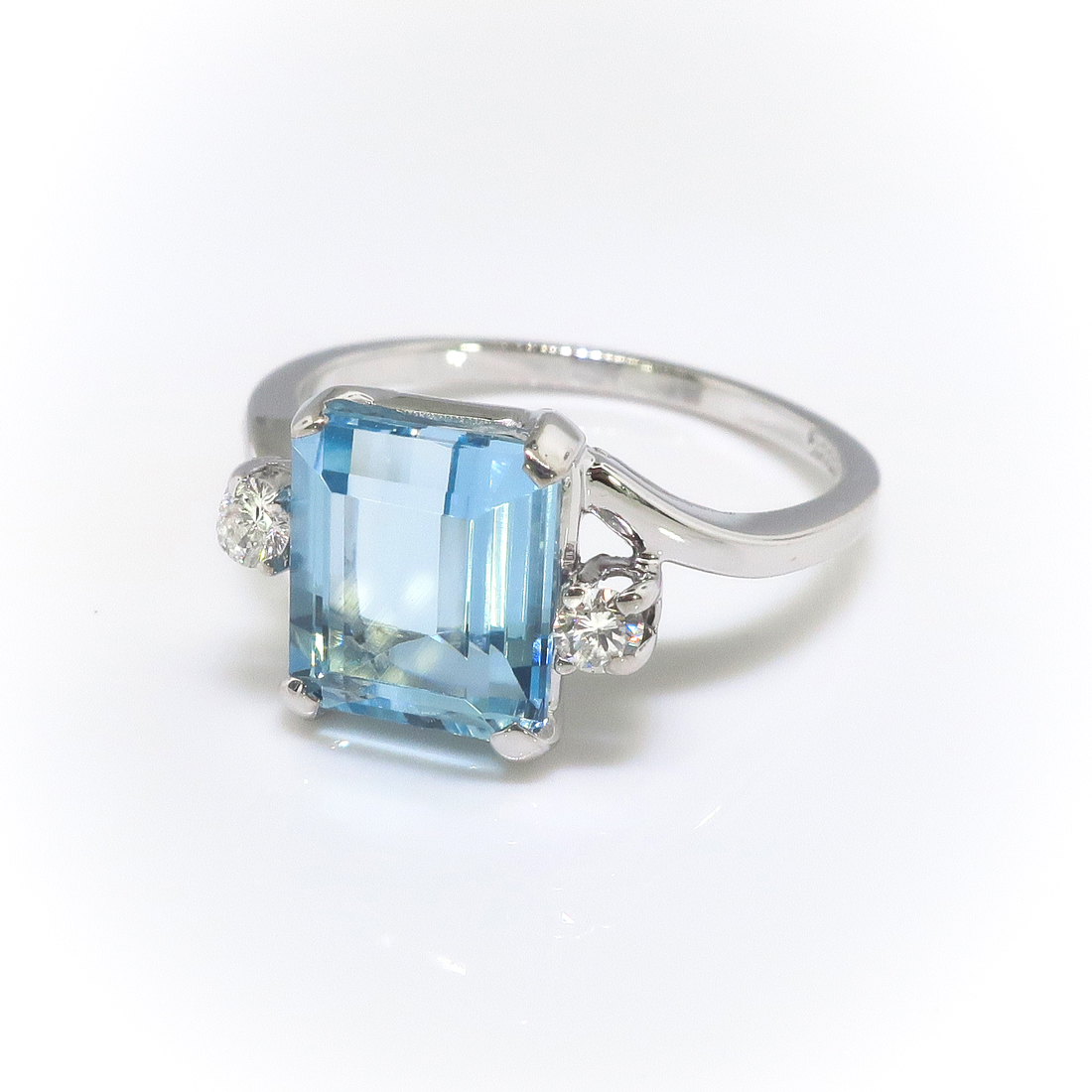 Vintage Aquamarine Diamond Ring Circa 1970's 2.12ct t.w. Emerald Cut ...