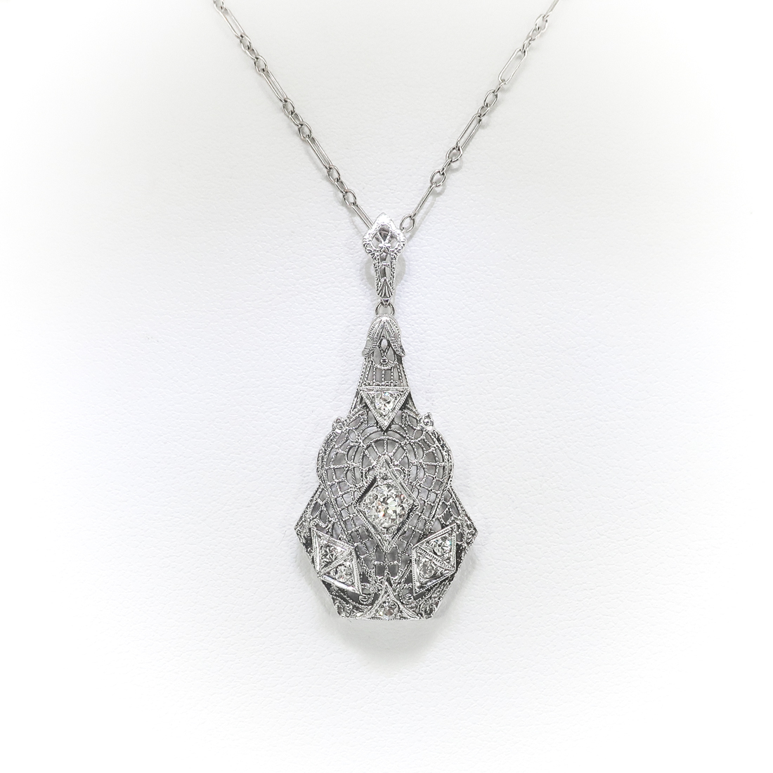 Art Deco Diamond Pendant Vintage 1930's .62ct t.w. Filigree Antique ...