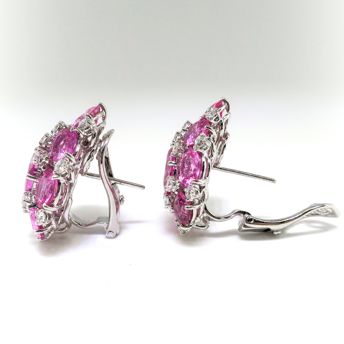 Estate Sapphire Diamond Earrings Vintage 1990's 16.33ct t.w. Pink ...