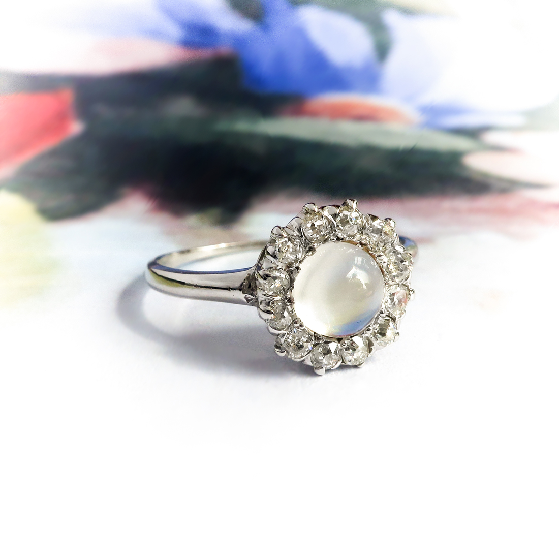 Edwardian Moonstone Diamond Ring Antique 1920's 1.54ct t.w. Old ...