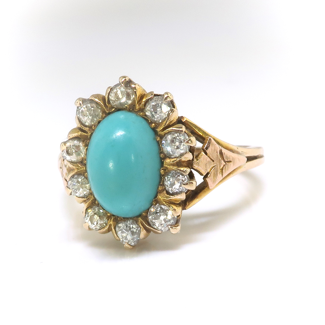 Antique Turquoise Diamond Ring Circa 1900's 2.33ct t.w. Art Nouveau Old ...