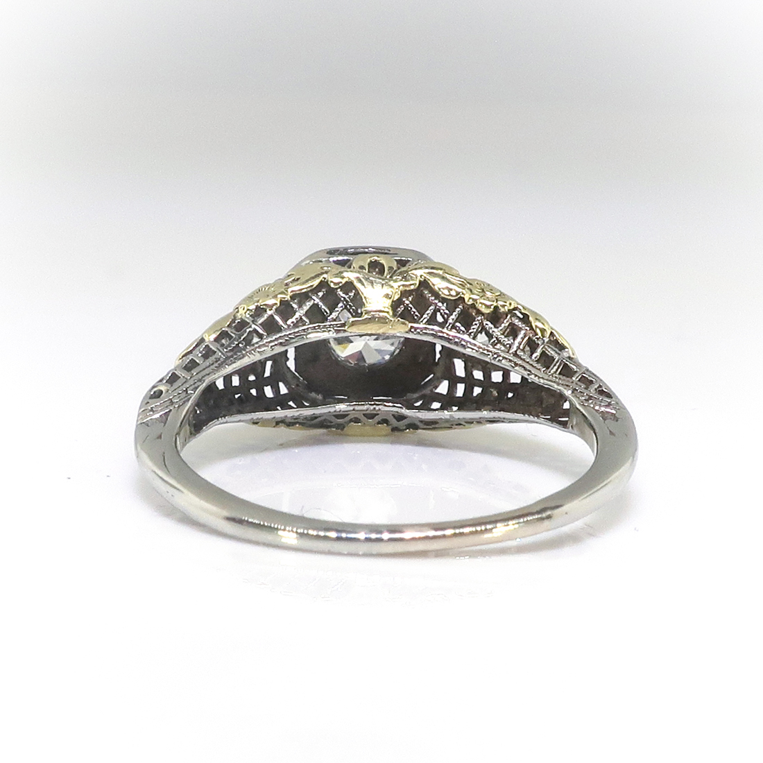 Art Deco Engagement Ring Vintage 1930s 42ct Tw Transitional Cut Five Stone Diamond Filigree