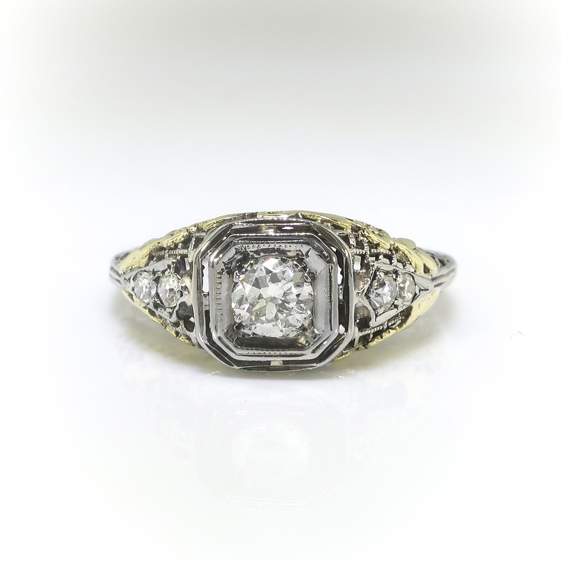 Art Deco Engagement Ring Vintage 1930's .42ct t.w. Transitional Cut ...