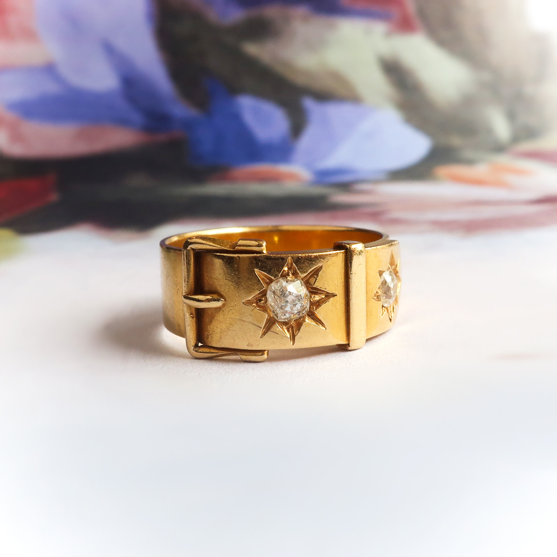 Estate Edwardian 18K Yellow Gold Buckle Ring