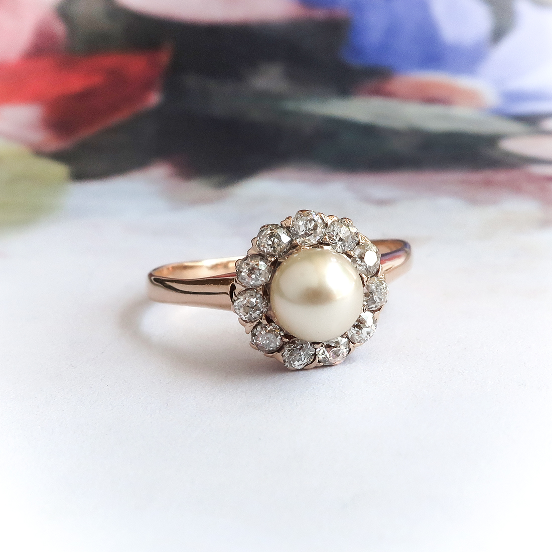 Antique Pearl Diamond Ring Art Nouveau 1900's .48ct t.w. Old European ...