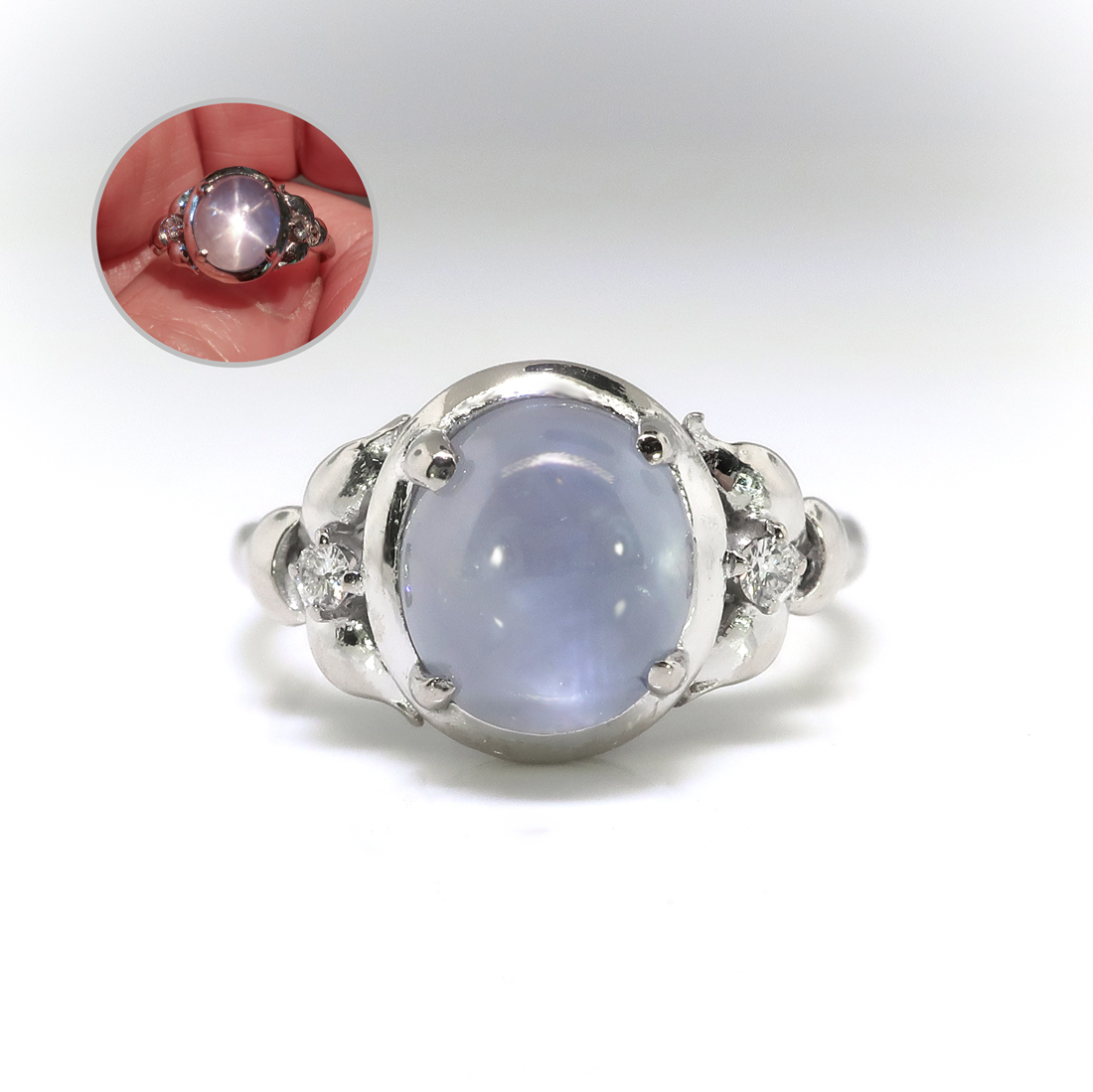 Vintage Star Sapphire Diamond Ring Retro 1950's 4.33ct t.w. Natural ...