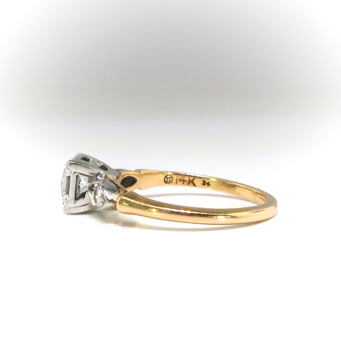 Art Deco Orange Blossom Diamond Engagement Ring Yellow and White Gold ...