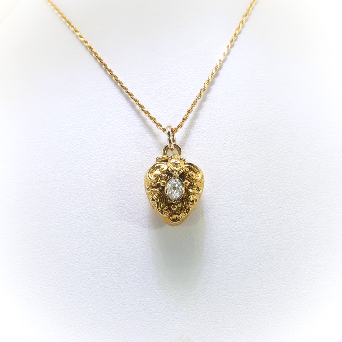 Vintage Estate Pear Diamond Puffy Heart Snake Victorian Style Pendant ...