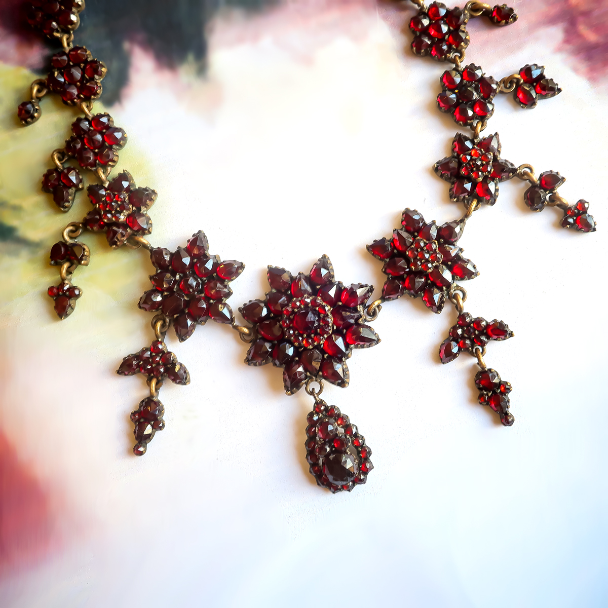 Antique Rose Cut Bohemian Garnet Choker Necklace 14.5 Inches | Antique ...