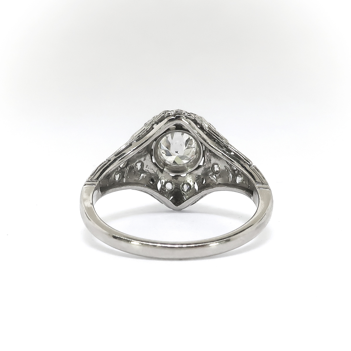 Antique Edwardian .69ctw Diamond Filigree Engagement Ring Platinum ...