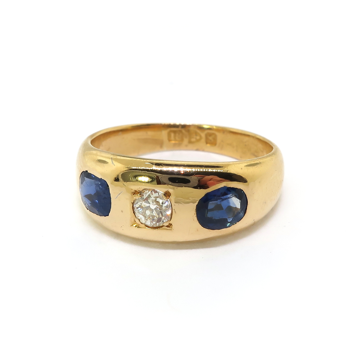 Antique Victorian Diamond and Sapphire Gypsy Set Band 18K | Antique ...