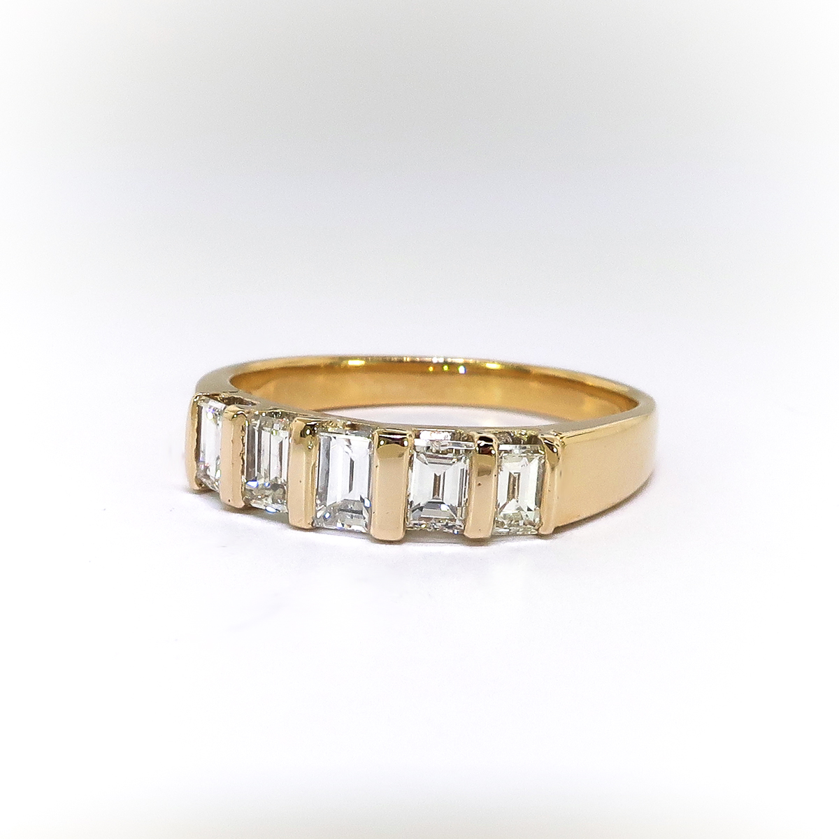 Estate Five Stone Straight Baguette Diamond Band 1.04ct t.w. Bar Set ...