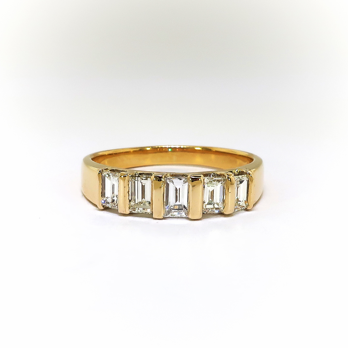 Estate Five Stone Straight Baguette Diamond Band 1.04ct t.w. Bar Set ...