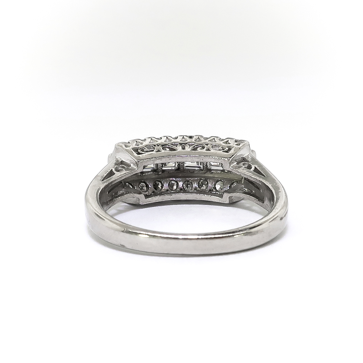 Vintage 1940's Mixed Cut Square Step Cut and Round Diamond Anniversary ...