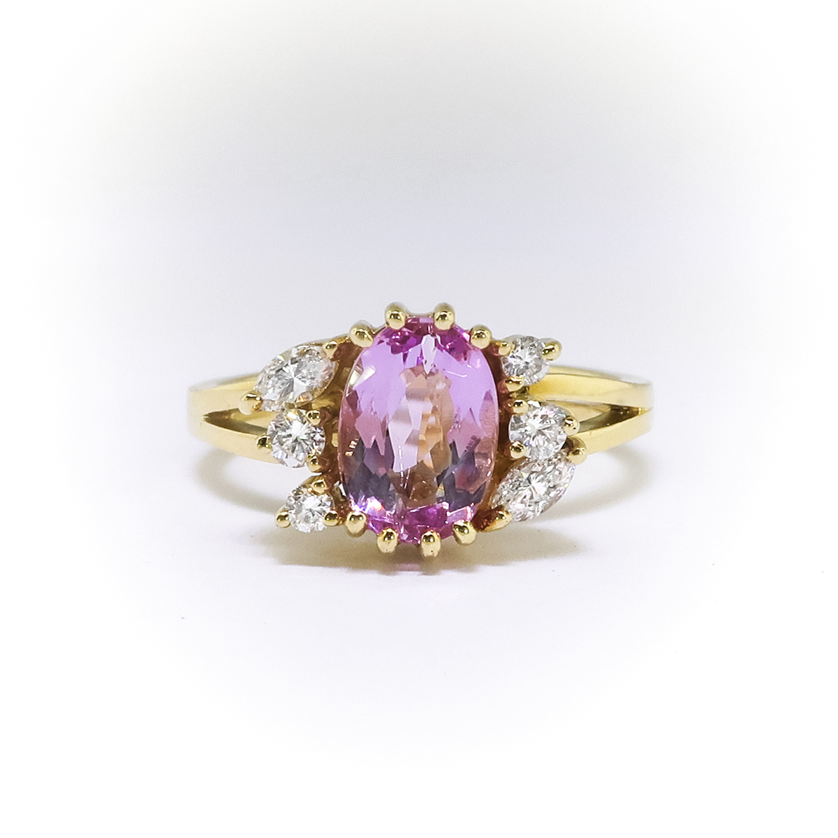 Vintage 1.58ct t.w. Oval Pink Imperial Topaz and Mixed Cut Diamond ...