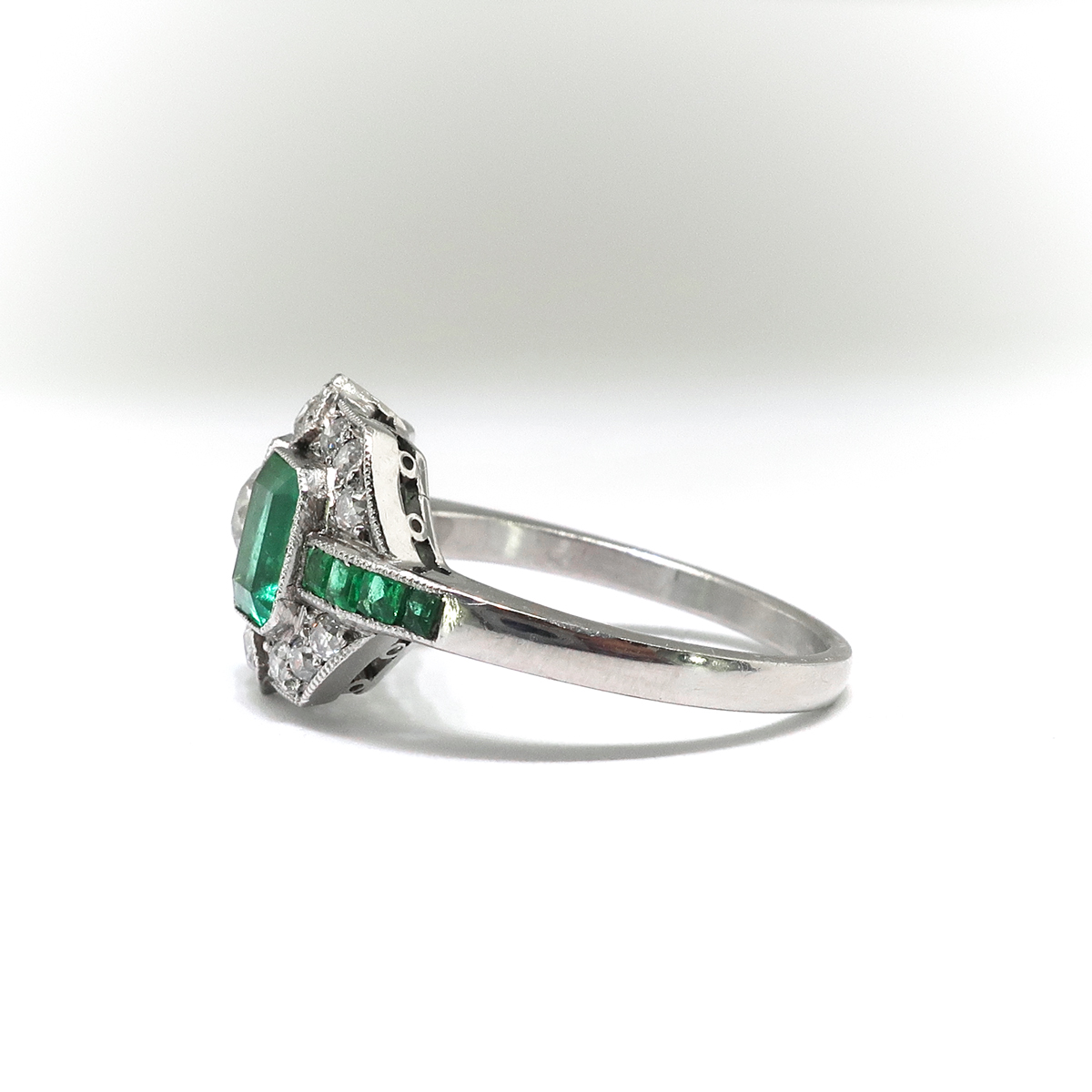 Art Deco Inspired 1.32ct t.w. Natural Emerald & Old European Cut ...