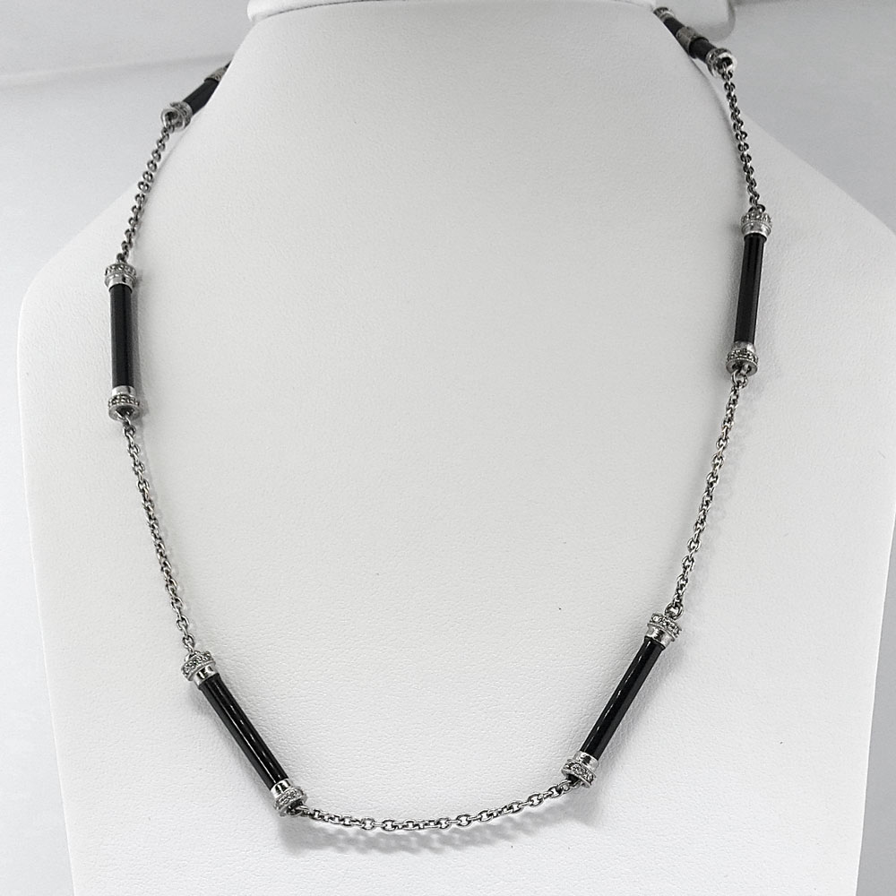 Vintage 16' inch Black Onyx & Diamond Necklace Chain 14k | Antique ...