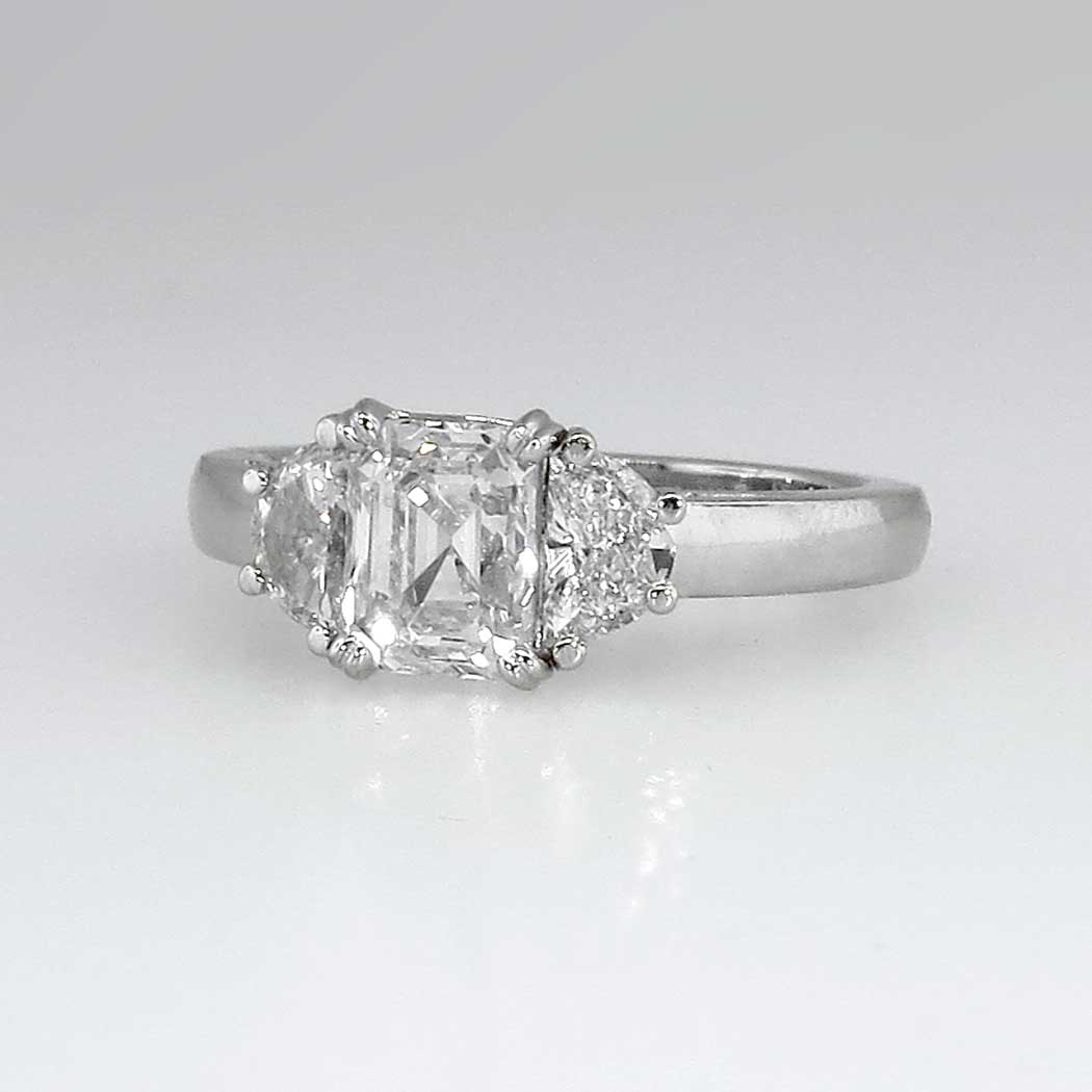 Gorgeous 2.03ct t.w. Emerald Cut Three Stone Diamond Engagement Ring ...