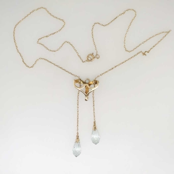 Lovely 4ct t.w. 1940's Aquamarine Briolette & Seed Pearl Lariat ...