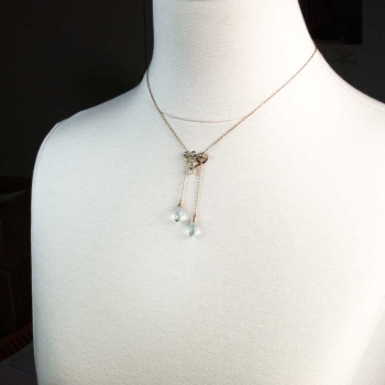 Lovely 4ct t.w. 1940's Aquamarine Briolette & Seed Pearl Lariat ...