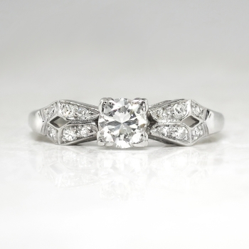 Art Deco 1930's .46ct t.w. Old Transitional Cut Diamond Engagement Ring ...