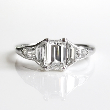 Vintage Art Deco 1930's 1.50ct t.w. Emerald Cut Diamond Engagement ...