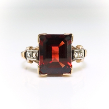Vintage Garnet Diamond Ring Circa 1930's 4.24ct t.w. Emerald Cut ...