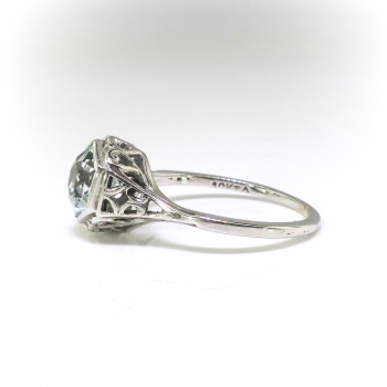 Art Deco Aquamarine Ring Circa 1930's Hexagon .96ct Bezel Set Solitaire ...