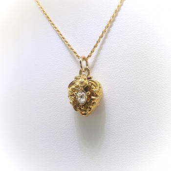 Vintage Estate Pear Diamond Puffy Heart Snake Victorian Style Pendant ...