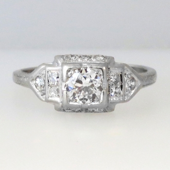 Enchanting Art Deco Old European Cut Platinum Engagement Ring | Antique ...