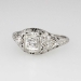 Elegant .22ct t.w. Art Deco Three Stone Old European Cut Diamond Filigree Engagement Ring Platinum