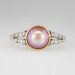 Edwardian 1920's Lustrous Pink Pearl & Old Cut Diamond Ring 18k/Platinum