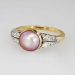 Edwardian 1920's Lustrous Pink Pearl & Old Cut Diamond Ring 18k/Platinum