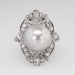 Estate Majestic Silvery 10.85mm South Sea Pearl & .50ct t.w. Diamond Ring 18k