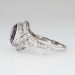 Rare 3.61ct t.w. 1930's Hexagon Amethyst & Old European Cut Diamond Filigree Ring Platinum