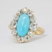 Sensational Victorian Turquoise & 1.60ct t.w. Old European Cut Diamond Ring 18k