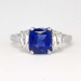 Extraordinary Estate 3.03ct t.w. Cushion Sapphire & Cadillac Diamond Three Stone Ring Platinum