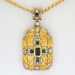 Extraordinary Estate 2.32ct t.w. Ornate Solid Sapphire, Emerald & Diamond Pendant 18k Gold