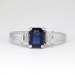 Estate 1.10ct t.w. Emerald Cut Blue Sapphire & Diamond Three Stone Ring 18k