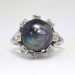 Large 12mm Cultured Tahitian Black Pearl & .16ct t.w. Diamond Sputnik Halo Ring 14k