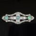 Art Deco Vintage 1930's Opal Old European Cut Diamond Platinum Brooch Pin Pendant