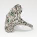 Rare 1930's Art Deco Old European Cut Diamond & Green Emerald Glass Filigree Ring 18k