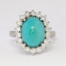 Exceptional 7.48ct t.w. 1970's Robin's Egg Blue Turquoise & Diamond Halo Ring Platinum