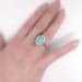 Exceptional 7.48ct t.w. 1970's Robin's Egg Blue Turquoise & Diamond Halo Ring Platinum