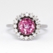 Beautiful 2.40ct t.w. Pink Topaz & Diamond Halo Estate Ring Platinum