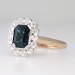 Gorgeous Deep Blue Green Tourmaline & Diamond Halo Ring 14k