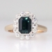 Gorgeous Deep Blue Green Tourmaline & Diamond Halo Ring 14k