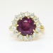 Vintage Edwardian 4.61ct t.w. Rhodolite Garnet & Old European Cut Diamond Ring 18k