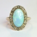 Art Nouveau 1900s 2ctw Opal & Rose Cut Diamond Halo Ring 10k